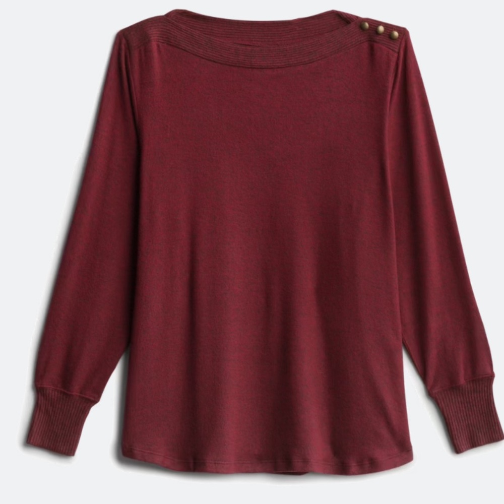 Bobeau Thames Cozy Button Detail Knit Top